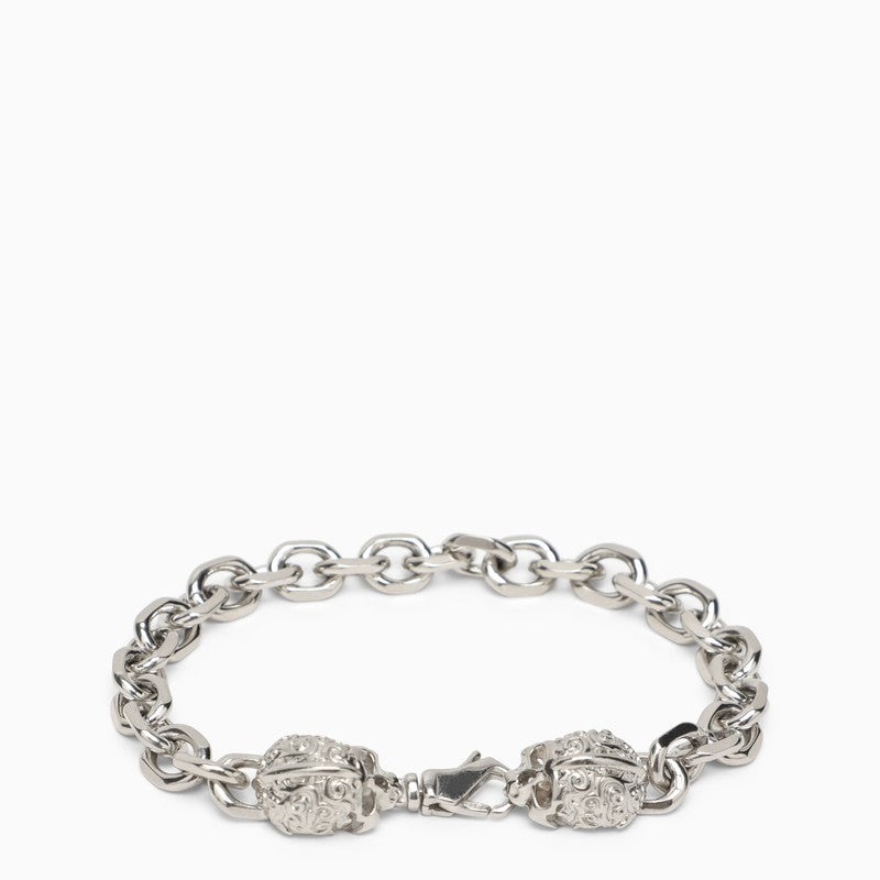 Emanuele Bicocchi Silver 925 Skull Chain Bracelet Men