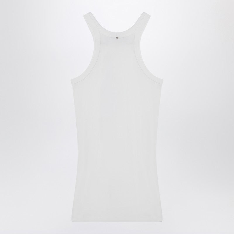 Sportmax White Ribbed Tank Top In Silk Blend Women