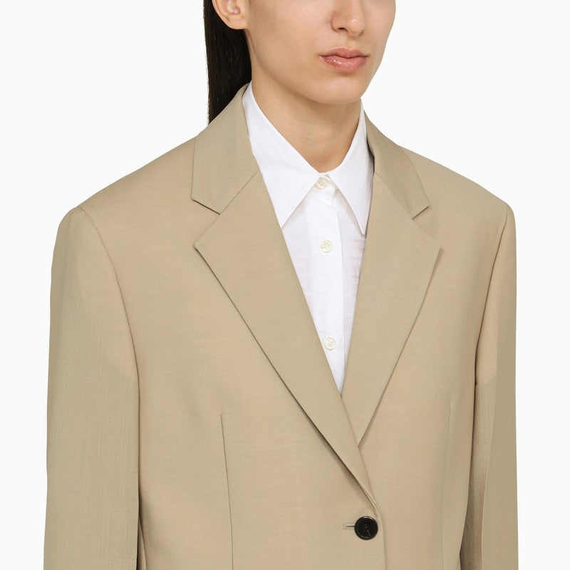 Prada Rope-Coloured Single-Breasted Jacket In Wool And Mohair Women