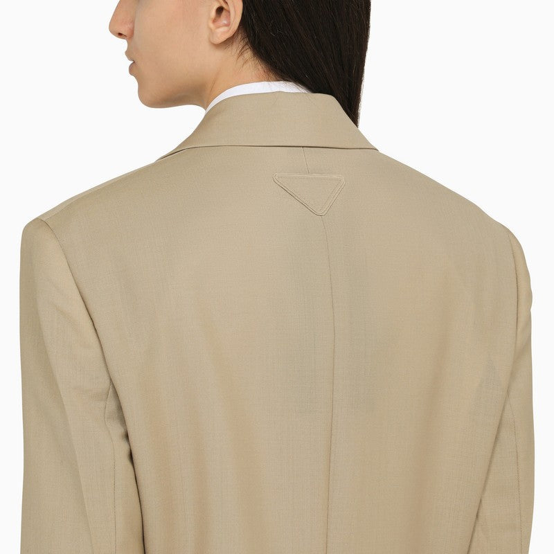 Prada Rope-Coloured Single-Breasted Jacket In Wool And Mohair Women