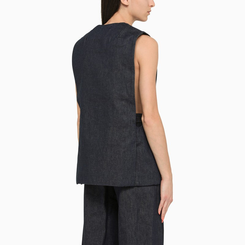 Amiri Blue Cotton Waistcoat Women