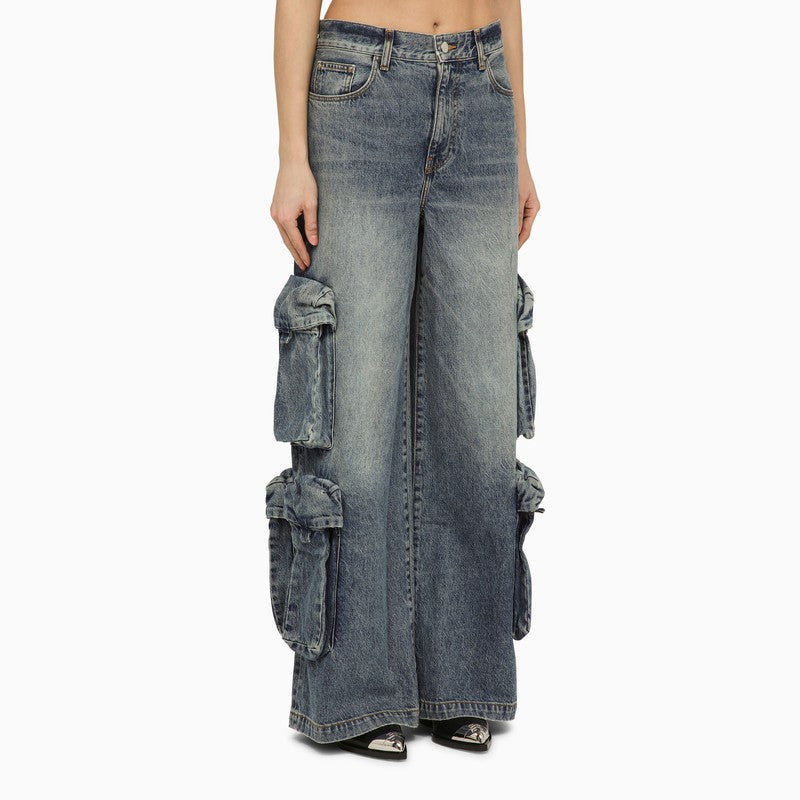 Amiri Jeans Baggy Cargo In Denim Blue Women