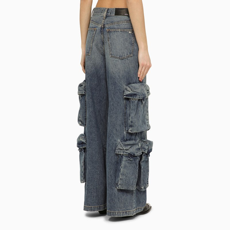 Amiri Jeans Baggy Cargo In Denim Blue Women