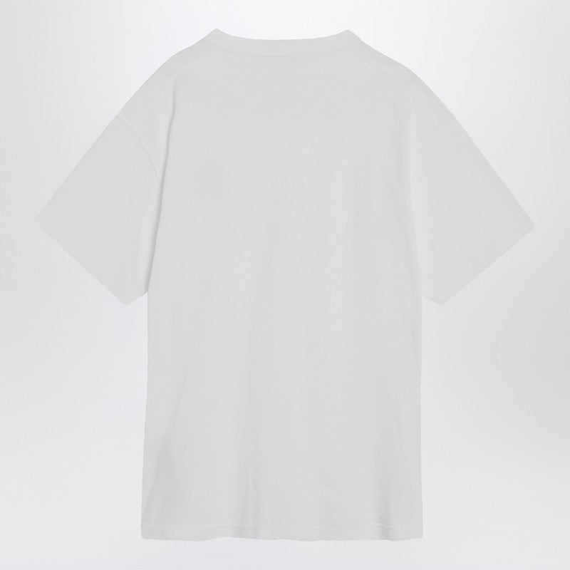 Stone Island White Cotton T-Shirt With Logo Patch Men