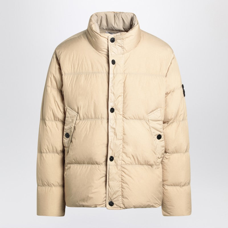 Stone Island Desert Colored Down Jacket In Nylon Men