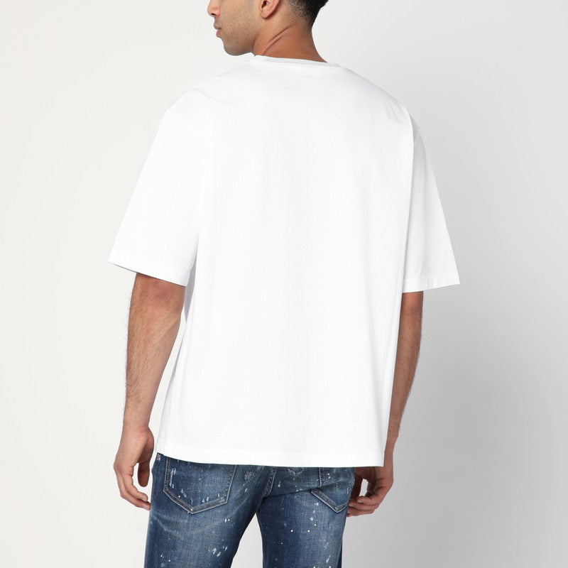 Dsquared2 White T-Shirt With Logo Embroidery Men