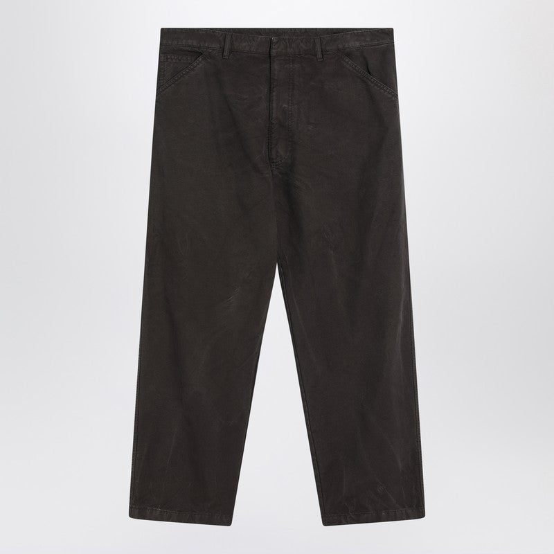 Prada Vintage-Effect Brown Cotton Trousers Men