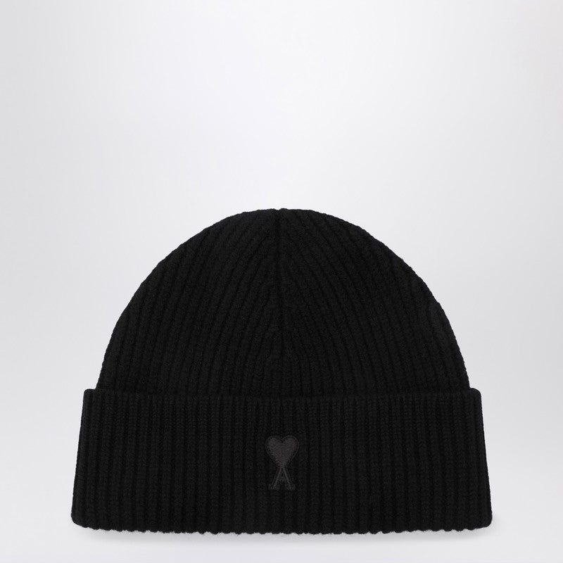 Ami Paris Ami De Coeur Black Wool Hat Men