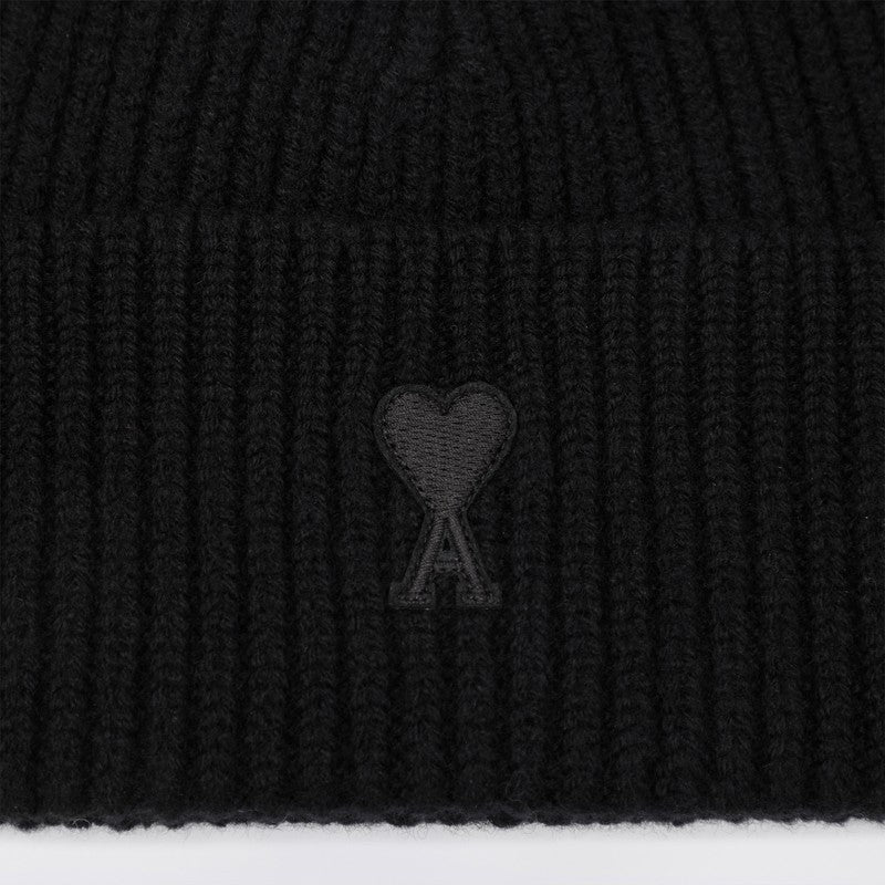 Ami Paris Ami De Coeur Black Wool Hat Men
