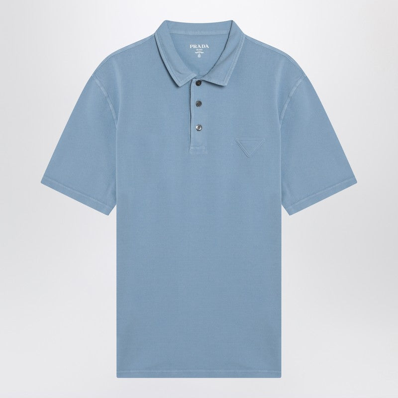 Prada Periwinkle-Coloured Polo Shirt In Cotton Men