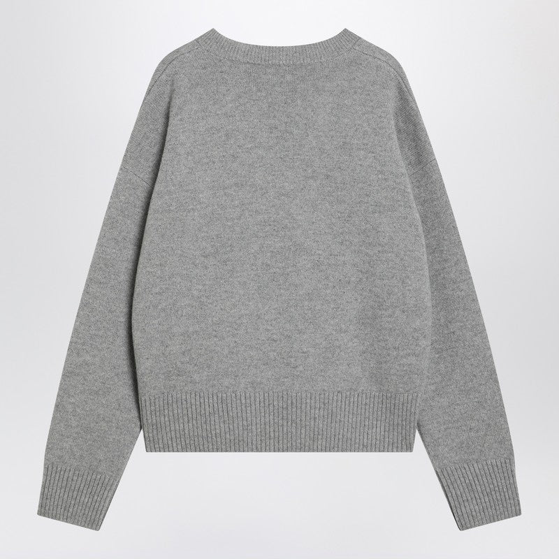 Ami Paris Grey Ami De Coeur Sweater In Wool And Cashmere Women