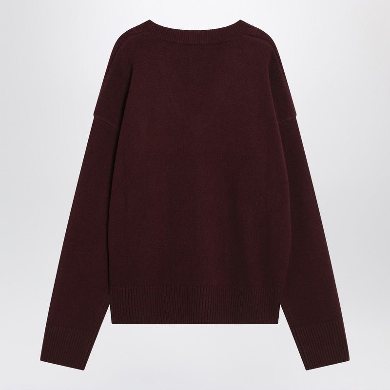 Ami Paris Cherry-Coloured Wool And Cashmere Sweater Ami De Coeur Men
