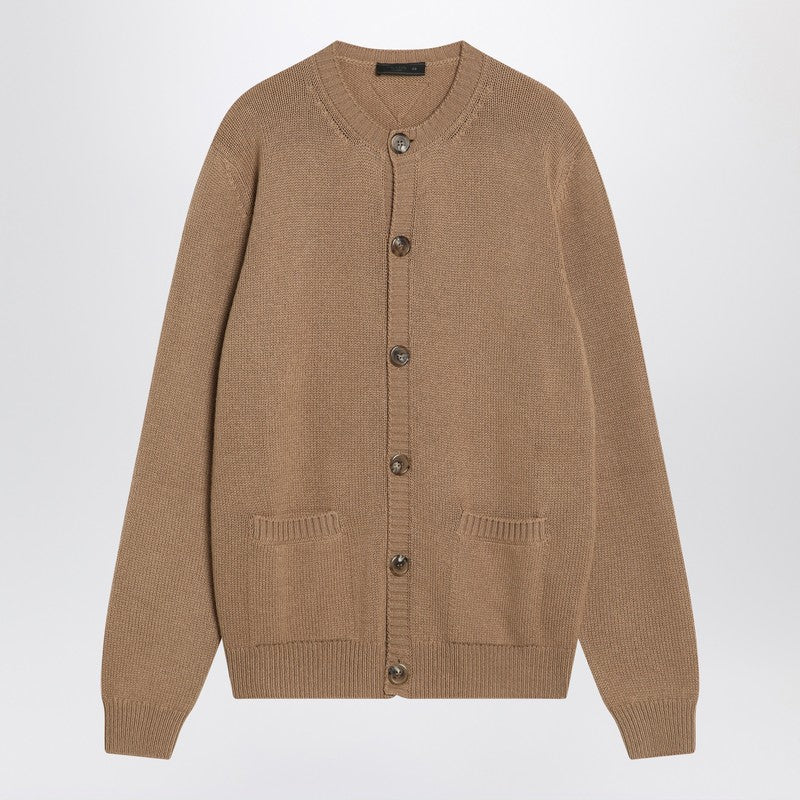 Prada Camel-Coloured Cardigan In Cashmere Men