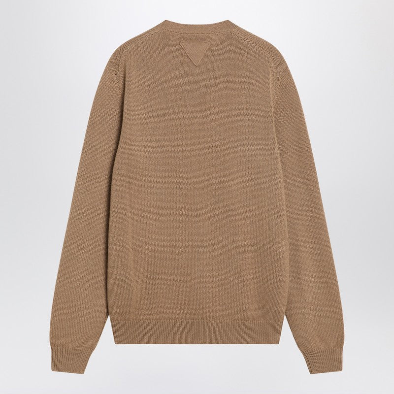 Prada Camel-Coloured Cardigan In Cashmere Men