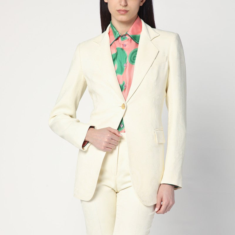 Etro White Jacquard Jacket With Crossover Detail Women