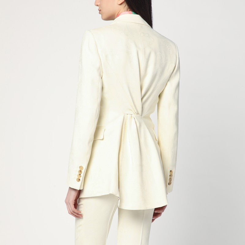 Etro White Jacquard Jacket With Crossover Detail Women