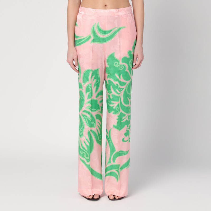 Etro Wide Printed Trousers In Silk Blend Women