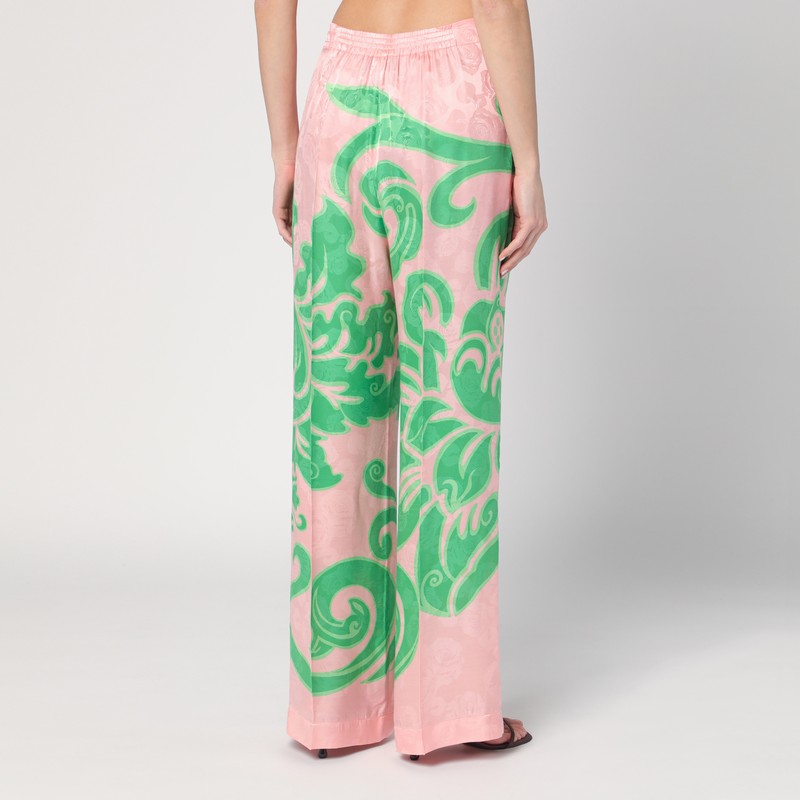 Etro Wide Printed Trousers In Silk Blend Women