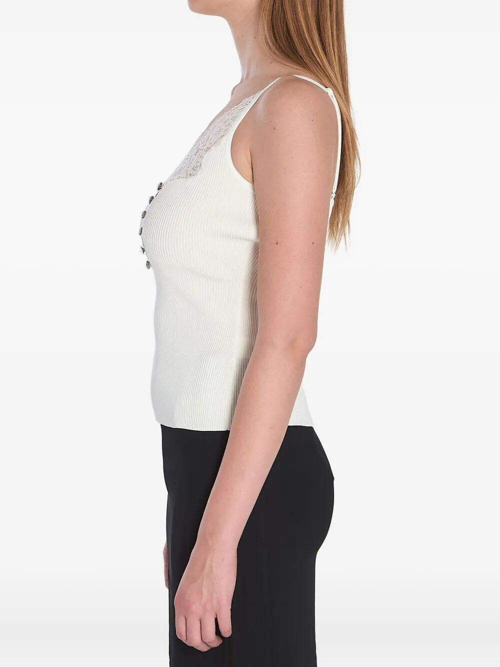 Self-Portrait Women Lace Trim Rib Knit Top