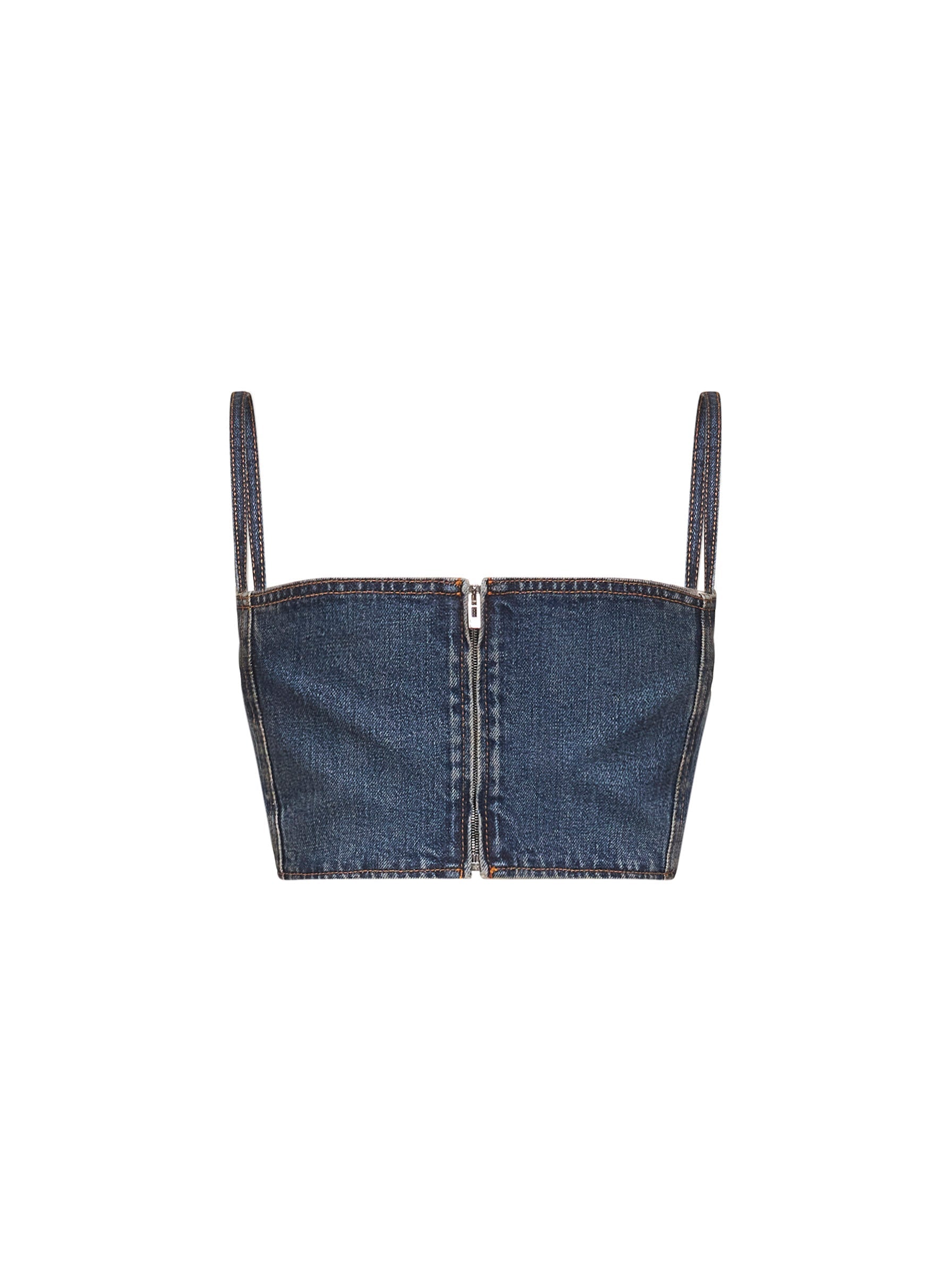 Alaïa Women Blue Snow Denim Bandeau Bustier Top