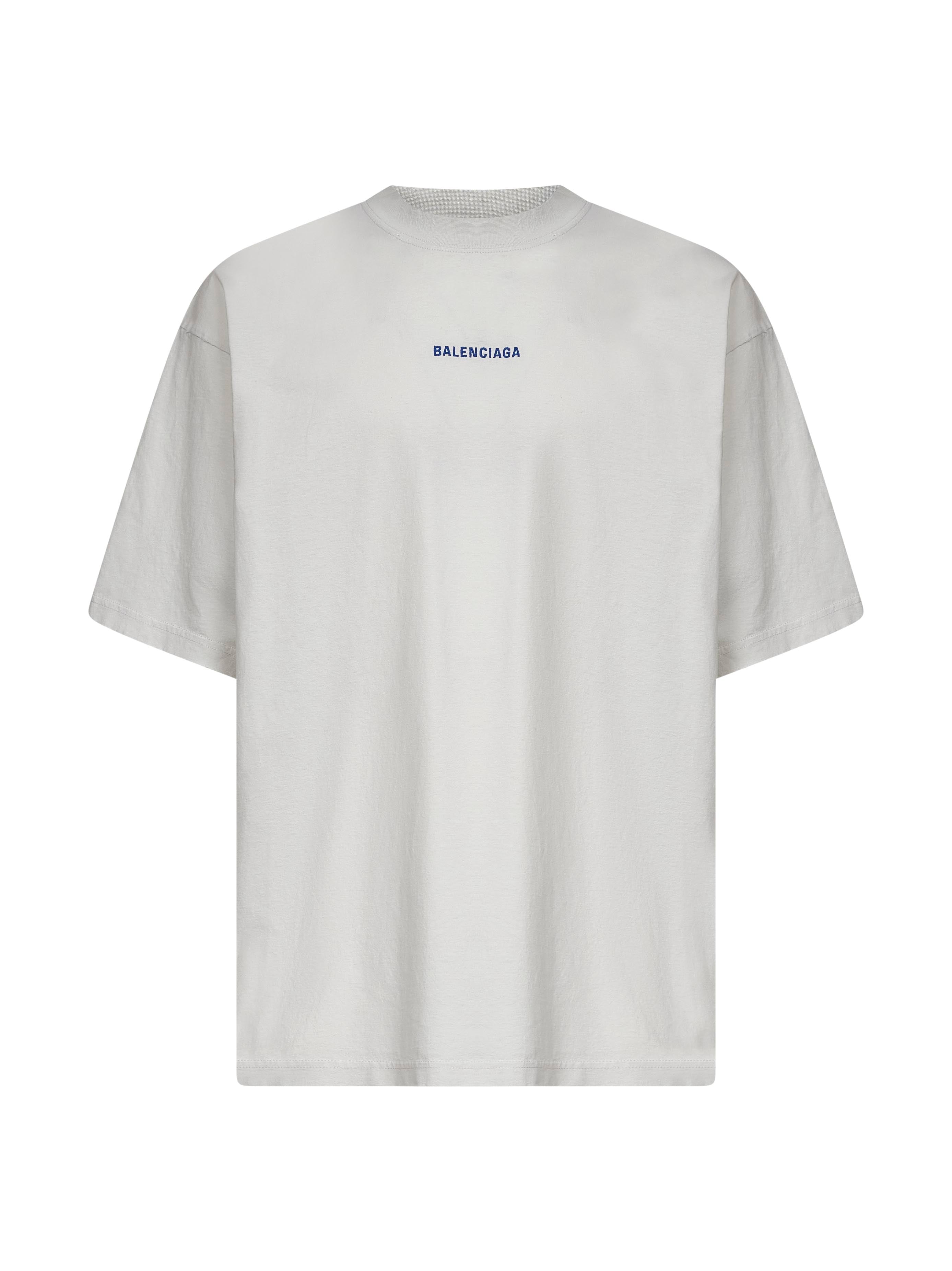 Balenciaga Men Ivory Balenciaga Back Medium Fit T-Shirt