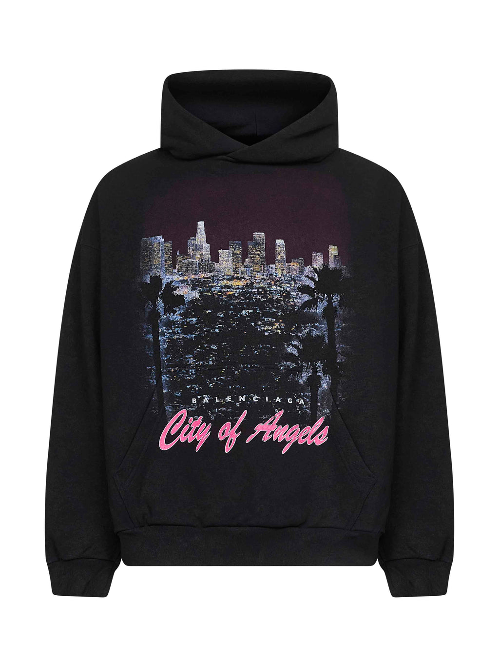 Balenciaga Men Black City Of Angels Medium Fit Hoodie