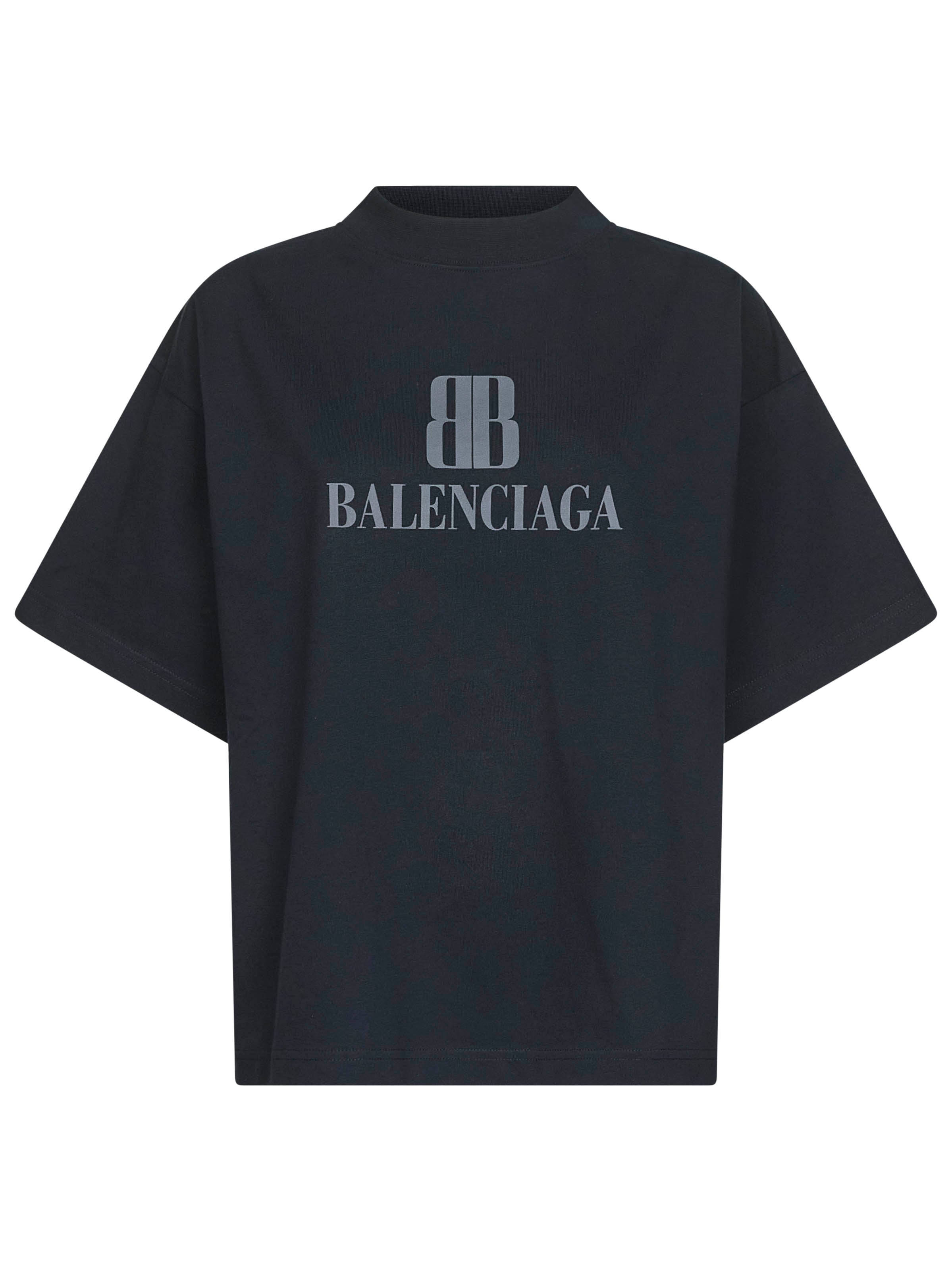 Balenciaga Women Black Nano Bb Cropped T-Shirt