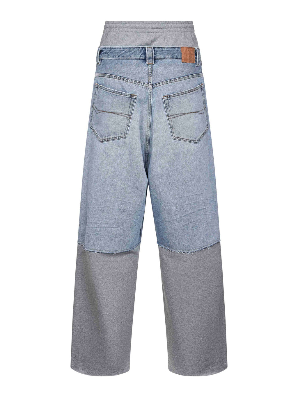 Balenciaga Men Light Blue Denim And Grey Fleece Trousers