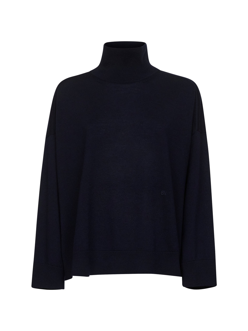 Bottega Veneta Women Blue Wool Embroidered Turtleneck Sweater
