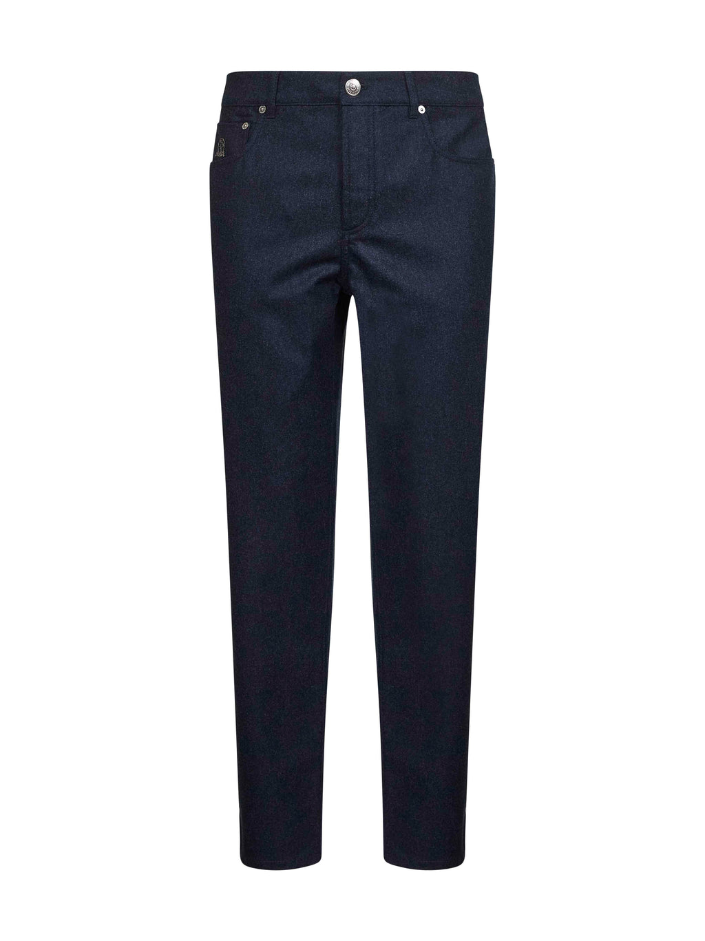 Brunello Cucinelli Men Blue Virgin Wool Flannel Trousers