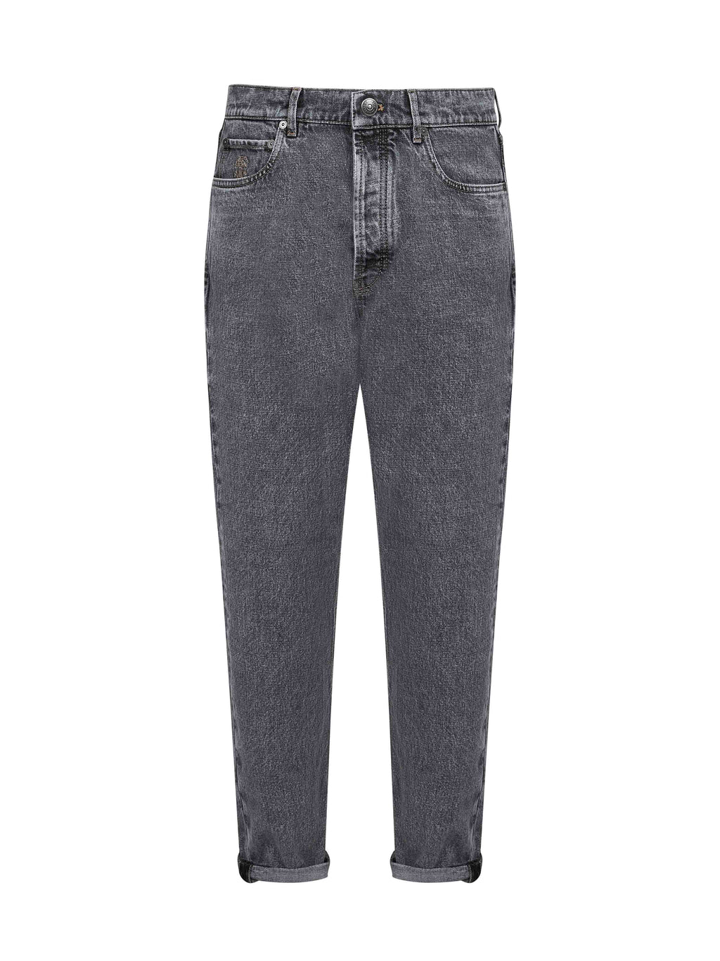 Brunello Cucinelli Men Grey Denim Iconic Fit Jeans
