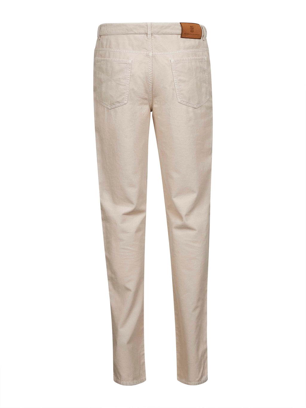 Brunello Cucinelli Men Beige Corduroy Italian Fit Trousers