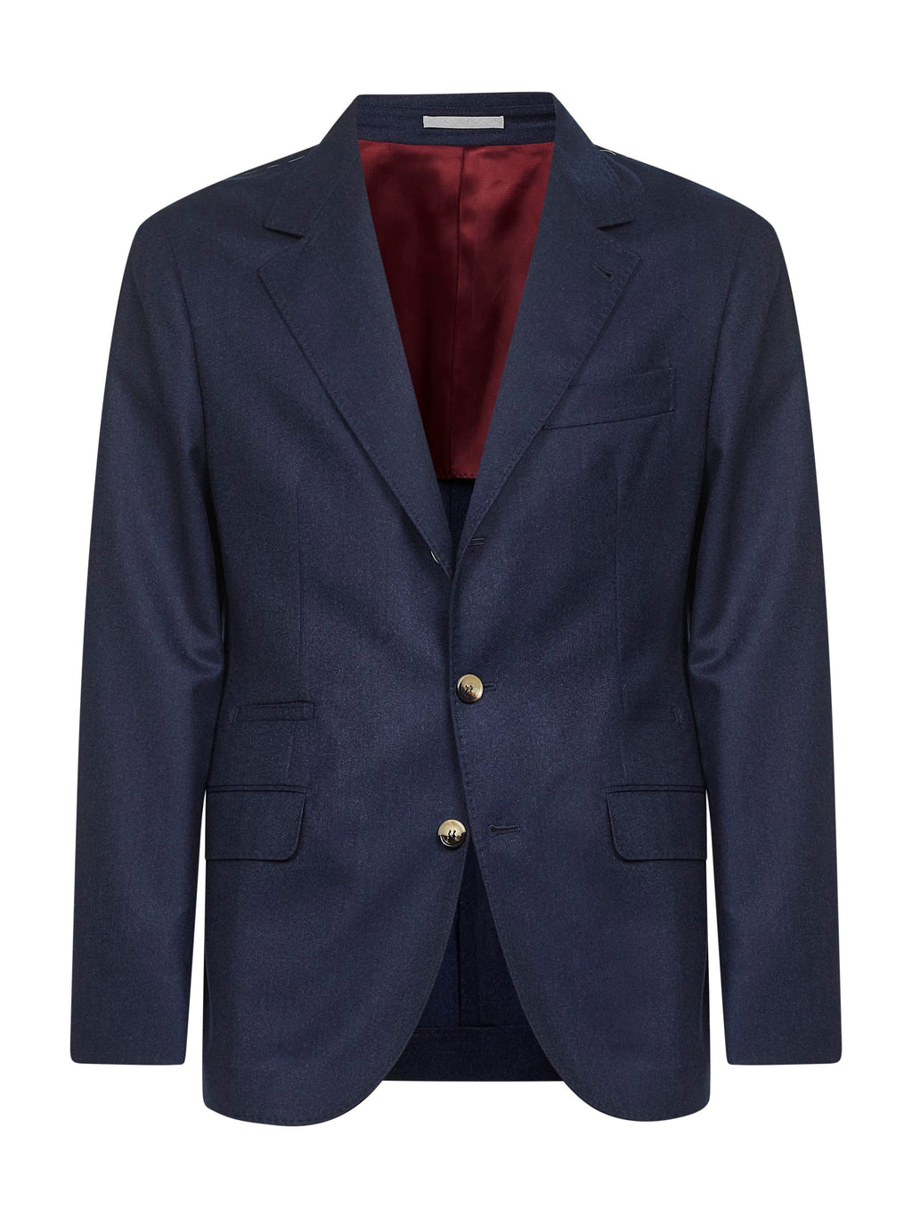 Brunello Cucinelli Men Blue Flannel Deconstructed Blazer