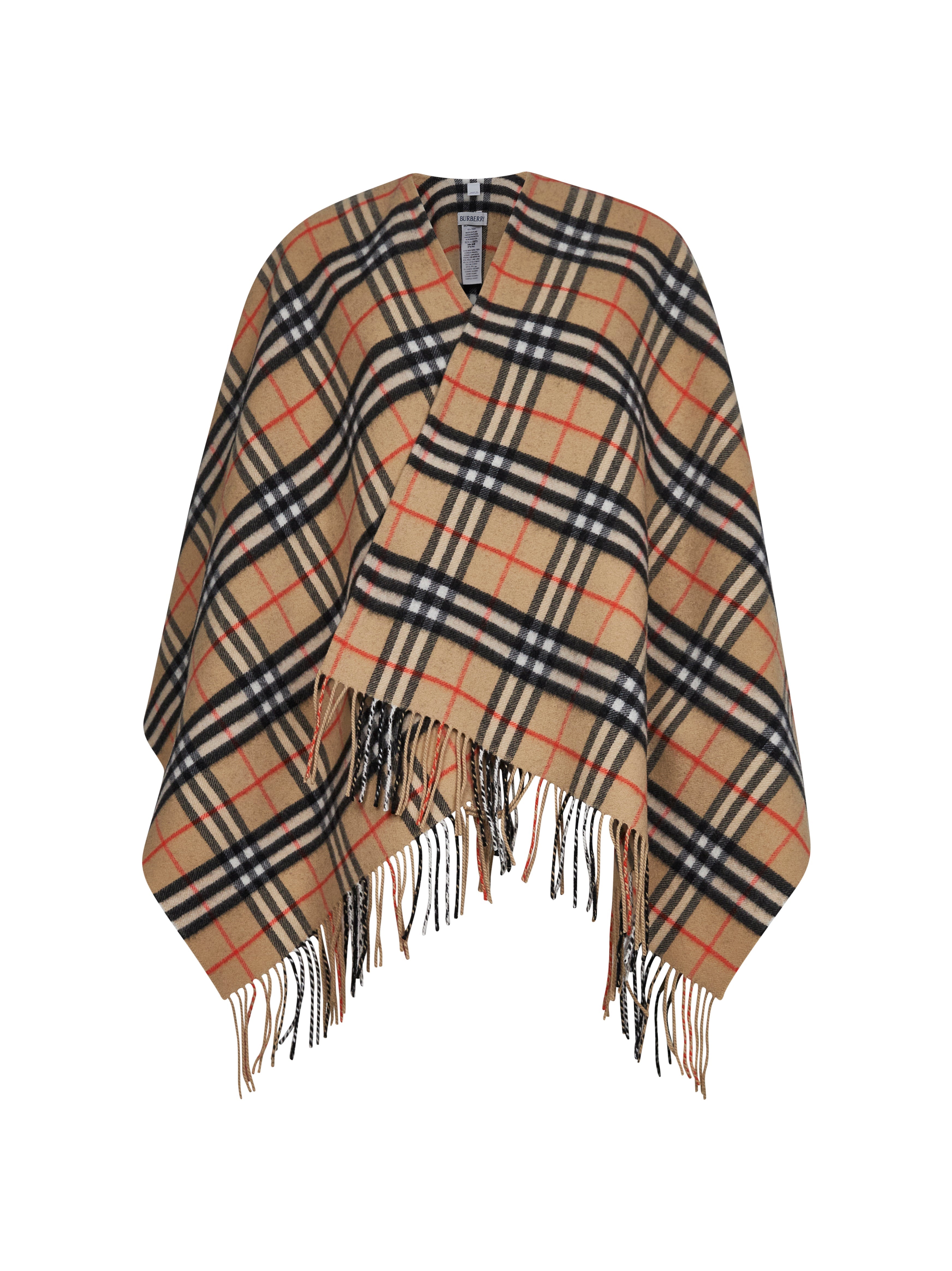 Burberry Women Beige Check Wool And Cashmere Cape
