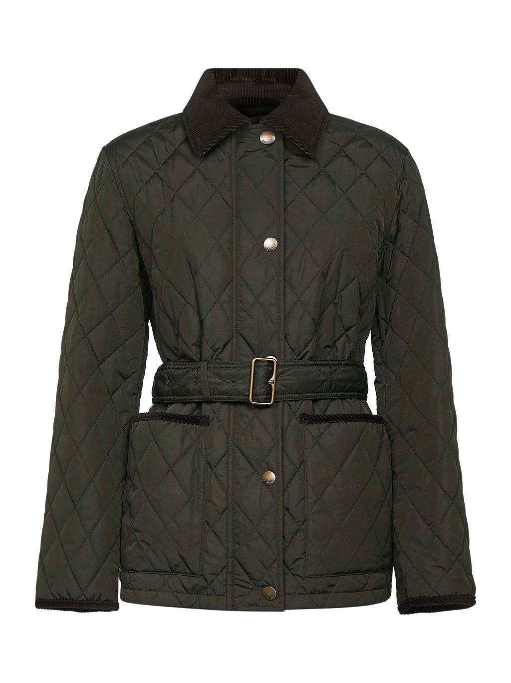 Burberry Women Green Nylon Belted Quilted Jacket