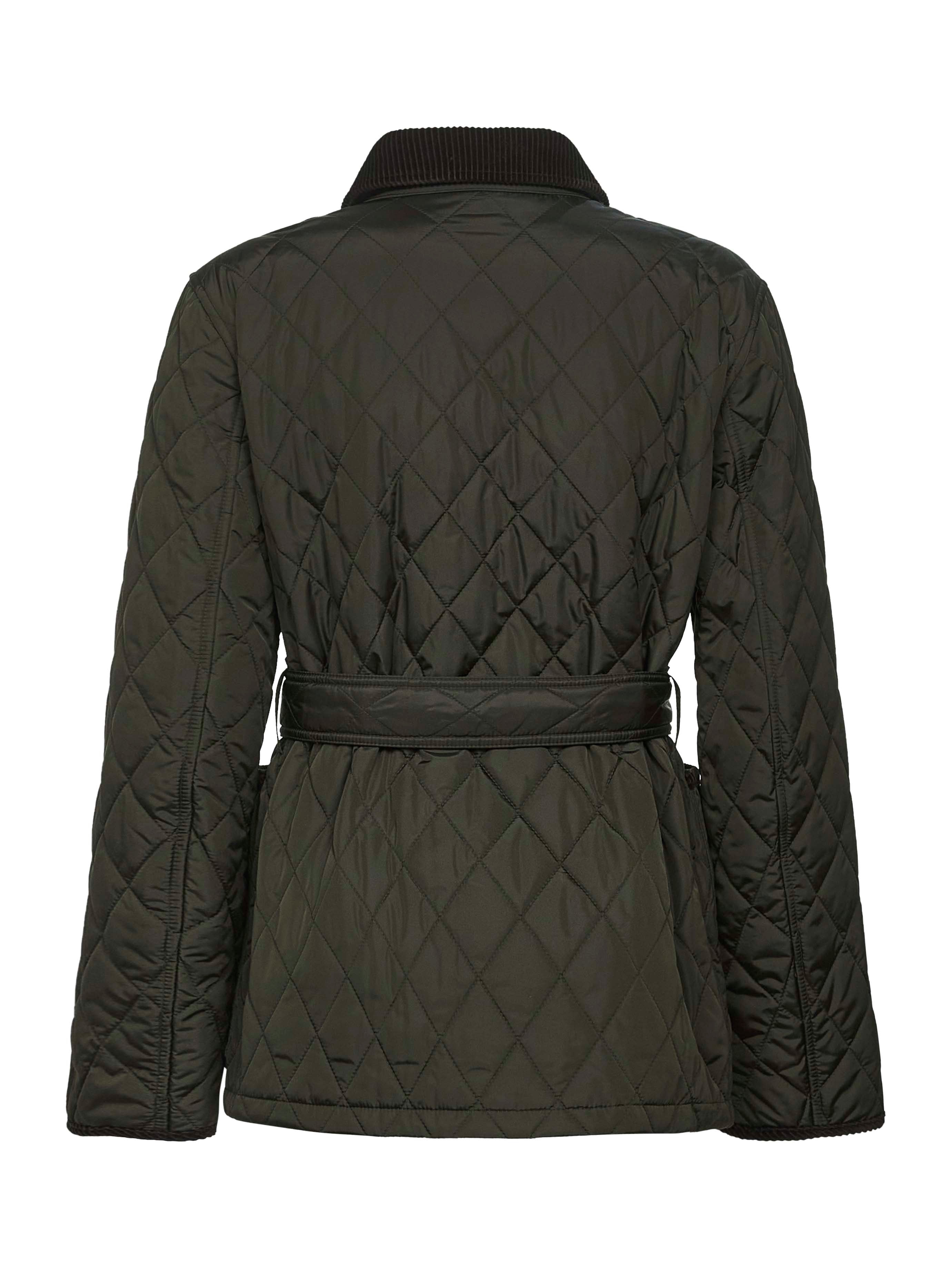 Burberry Women Green Nylon Belted Quilted Jacket