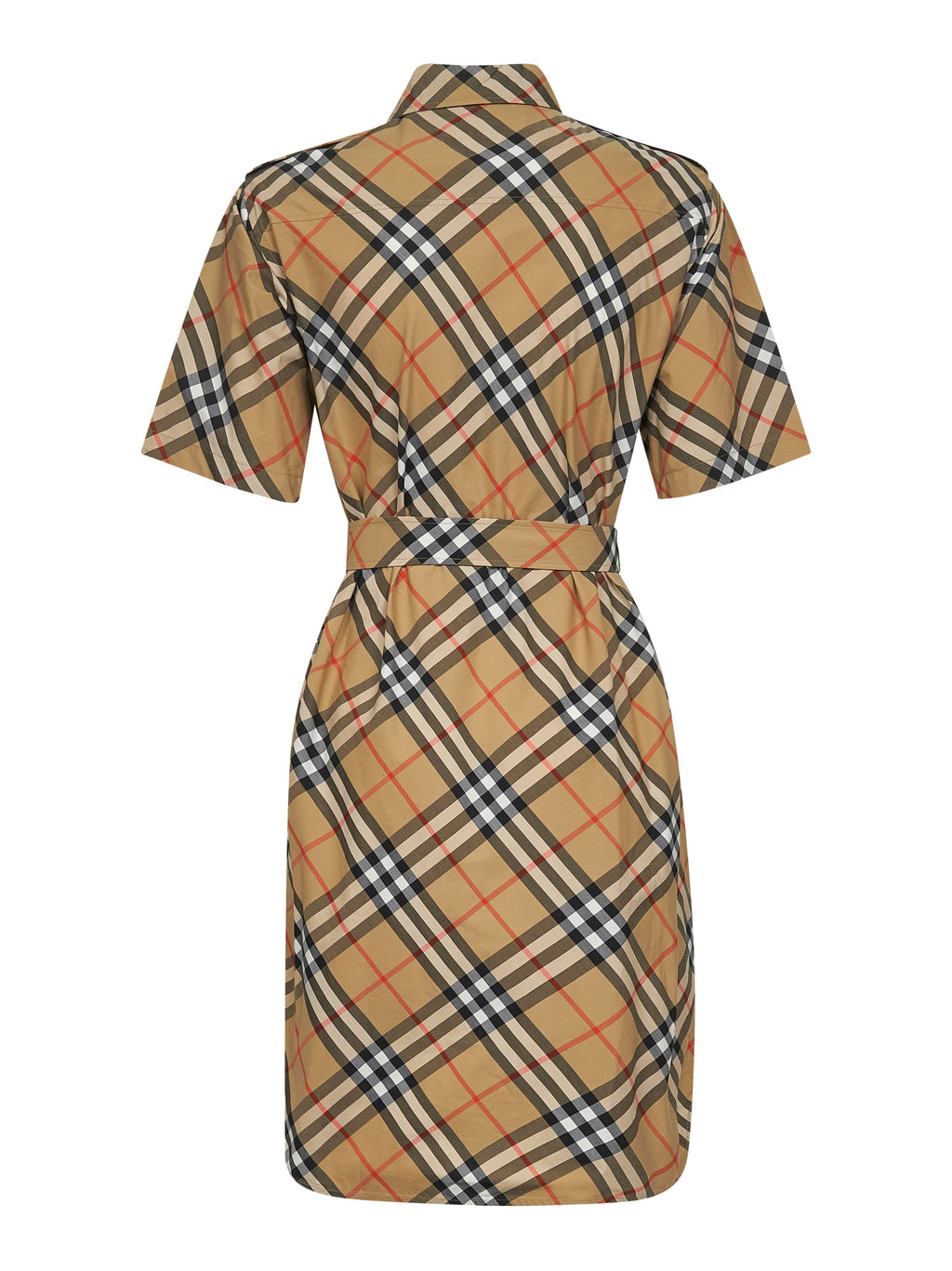 Burberry Women Beige Check Cotton Shirt Dress