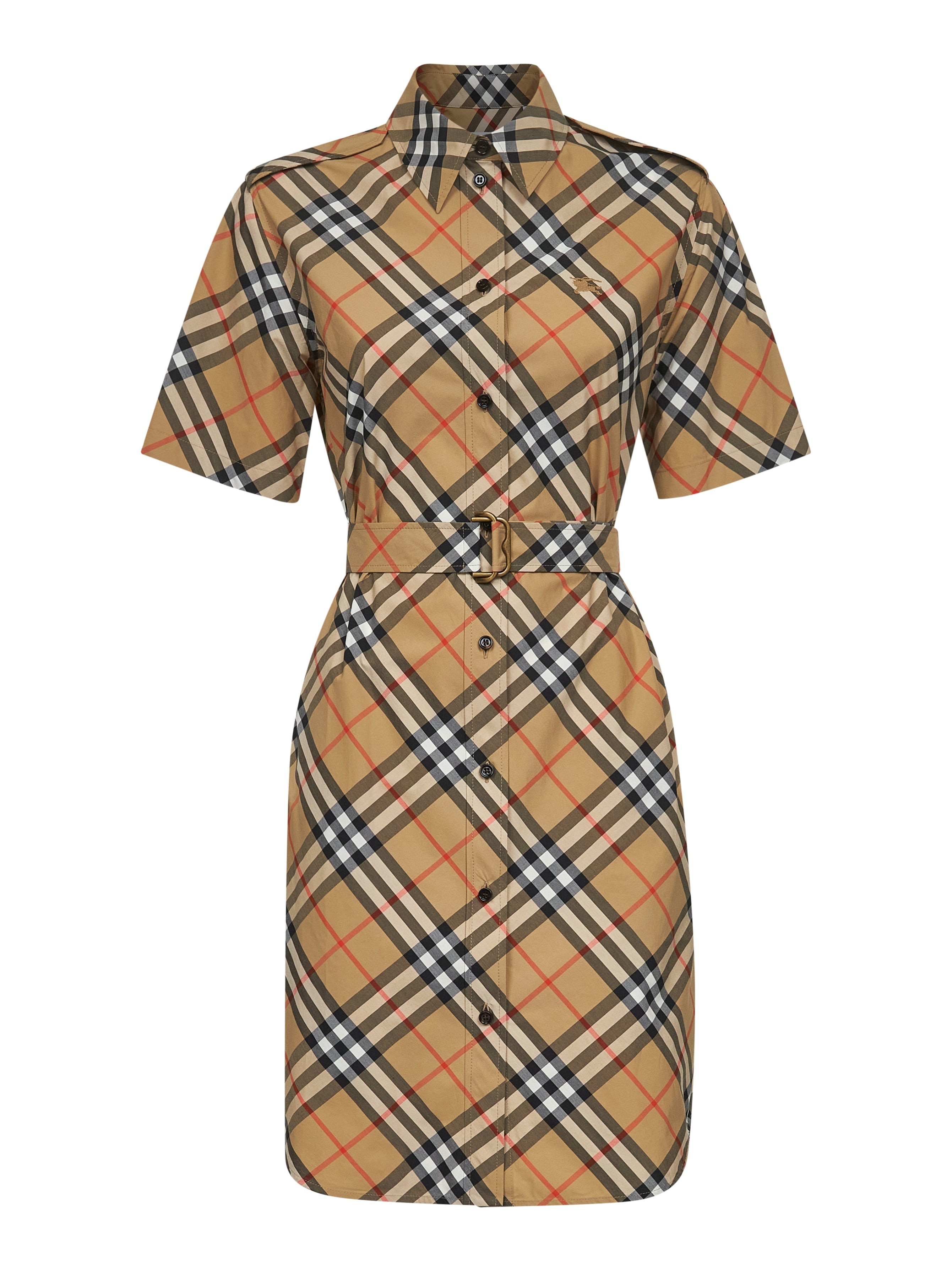 Burberry Women Beige Check Cotton Shirt Dress