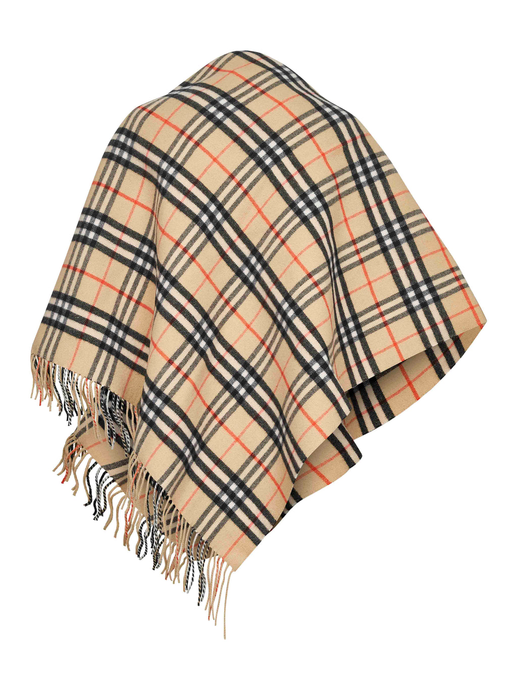 Burberry Women Beige Check Wool And Cashmere Cape