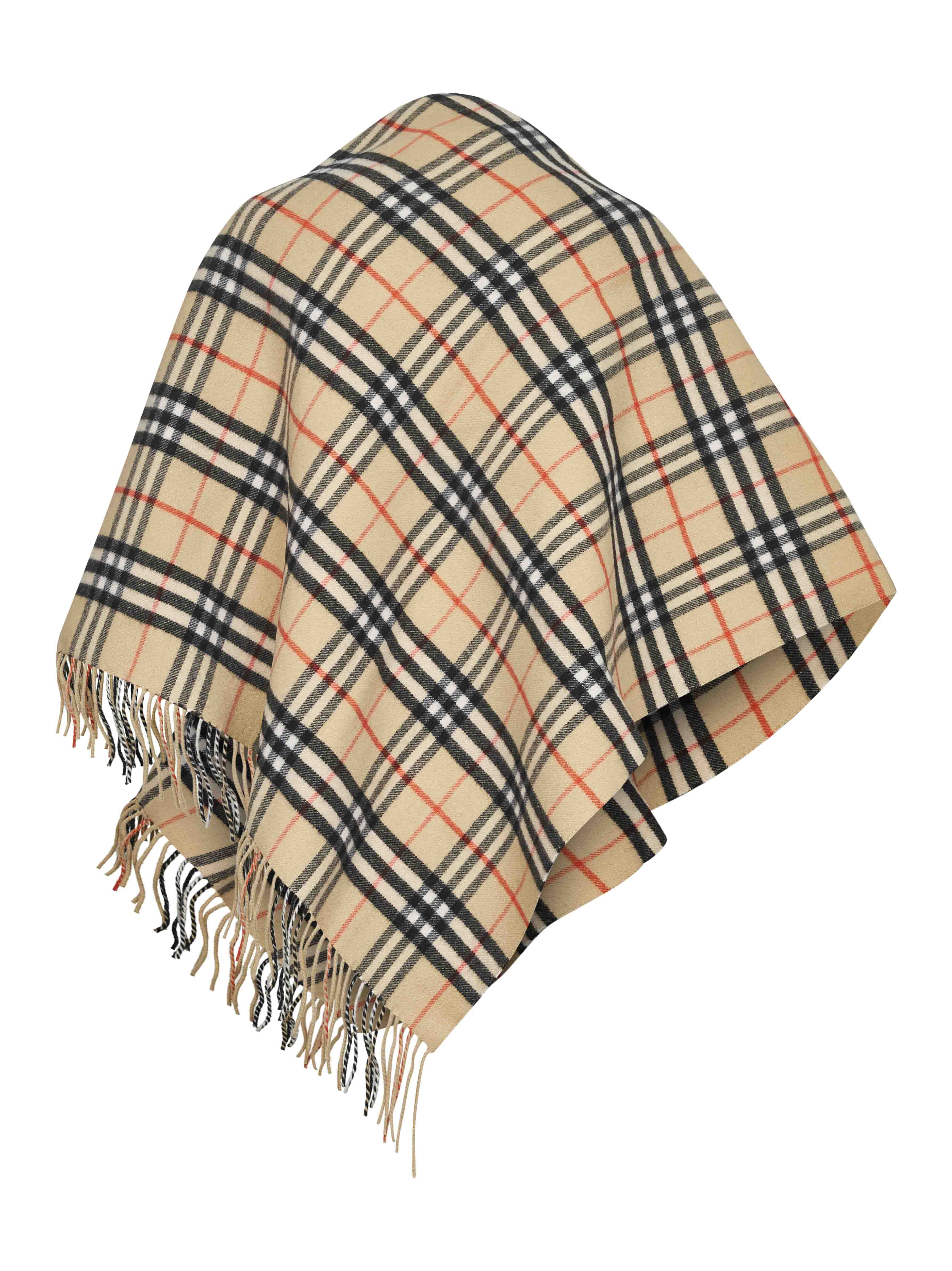 Burberry Women Beige Check Wool And Cashmere Cape