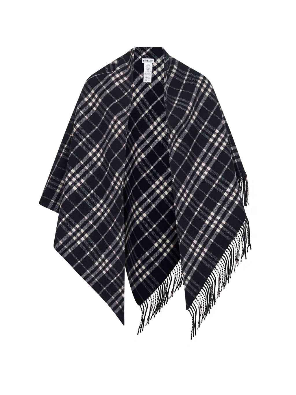 Burberry Women Black Check Wool And Cashmere Cape