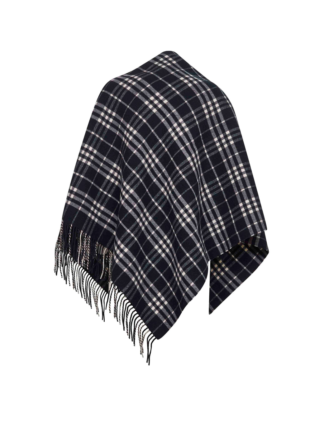 Burberry Women Black Check Wool And Cashmere Cape