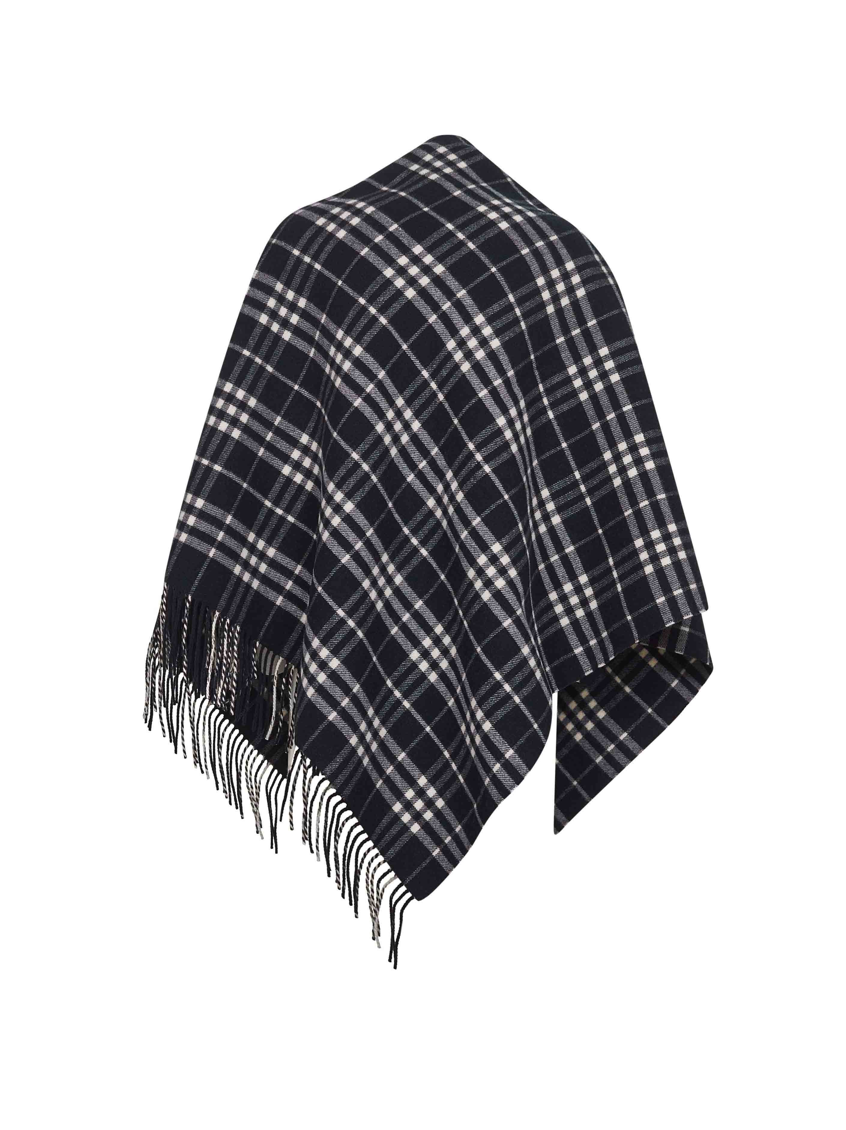 Burberry Women Black Check Wool And Cashmere Cape