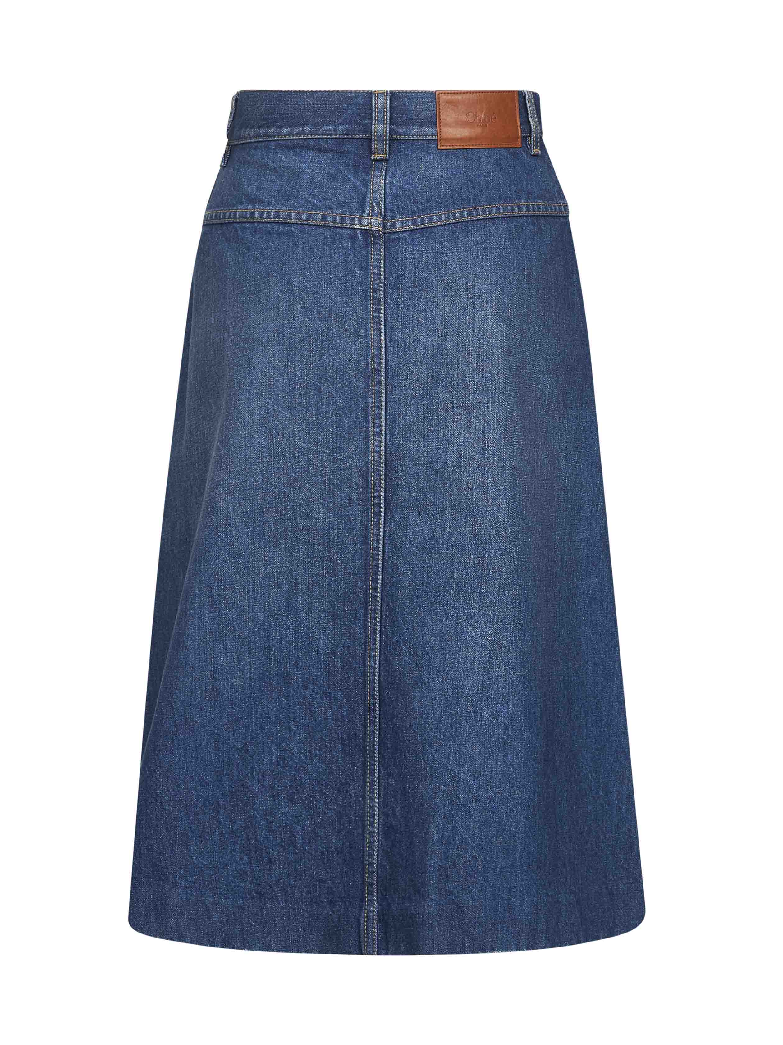 Chloé Women Blue Denim Knee Length Skirt