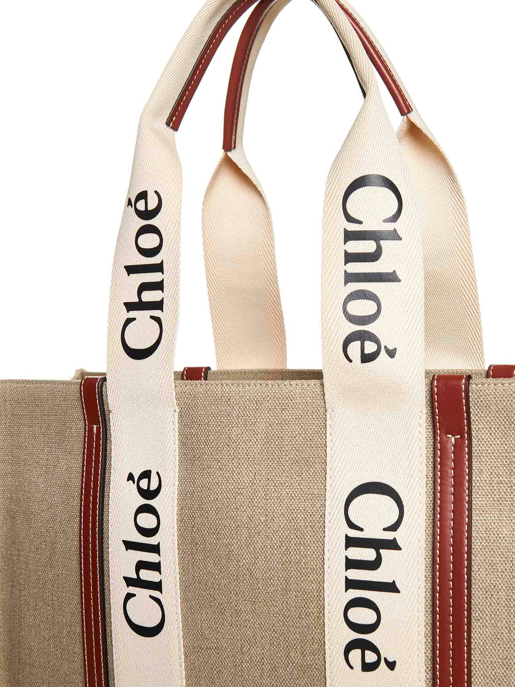 Chloé Women Woody Linen Tote Bag
