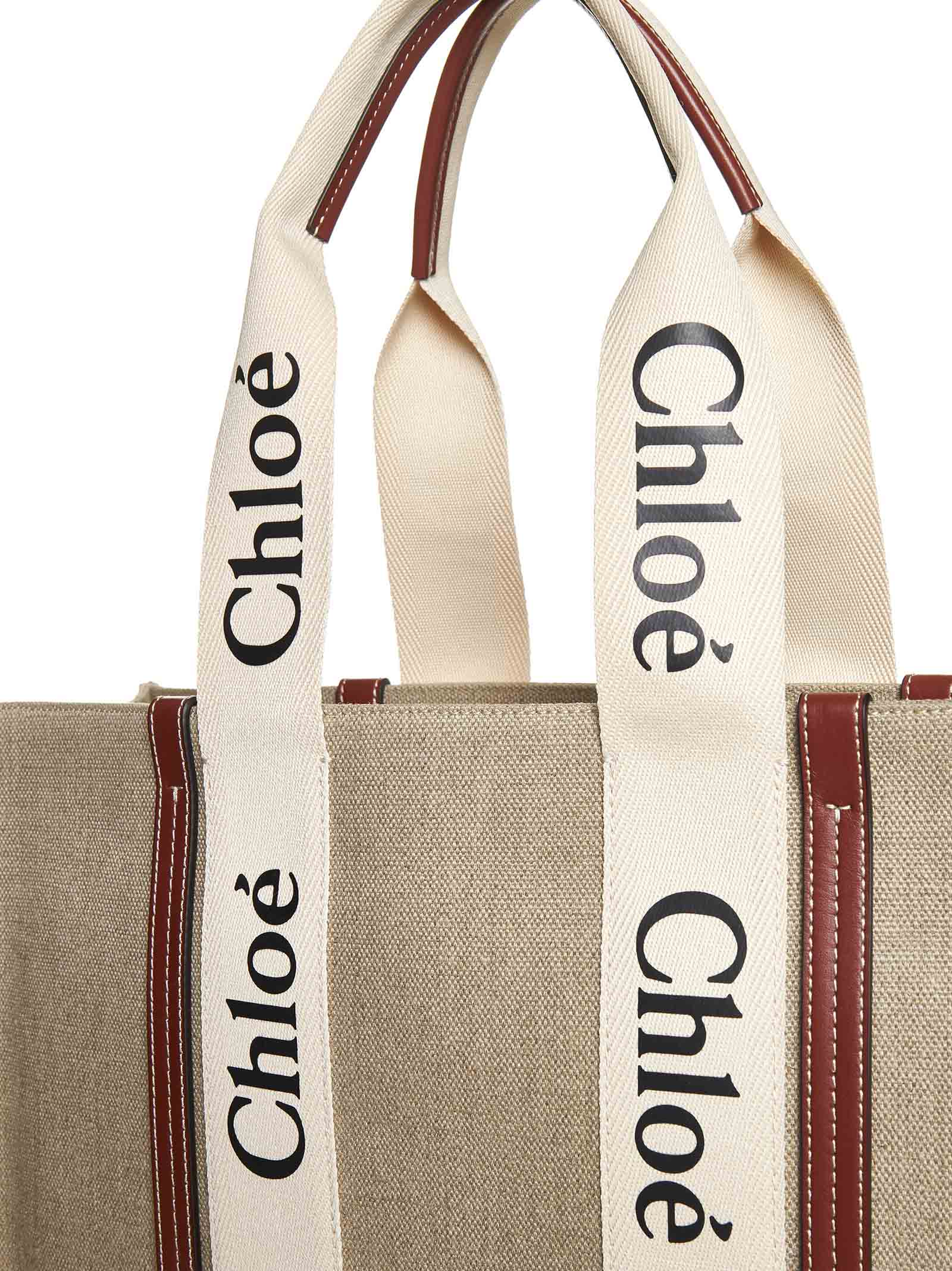 Chloé Women Woody Linen Tote Bag