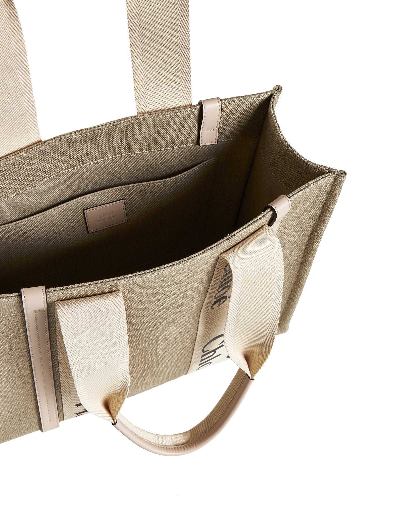 Chloé Women Medium Woody Tote Bag In Linen