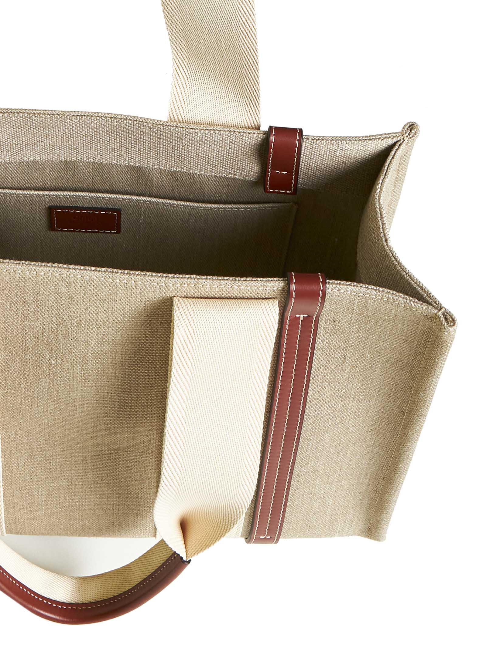 Chloé Women Woody Linen Tote Bag Chloè