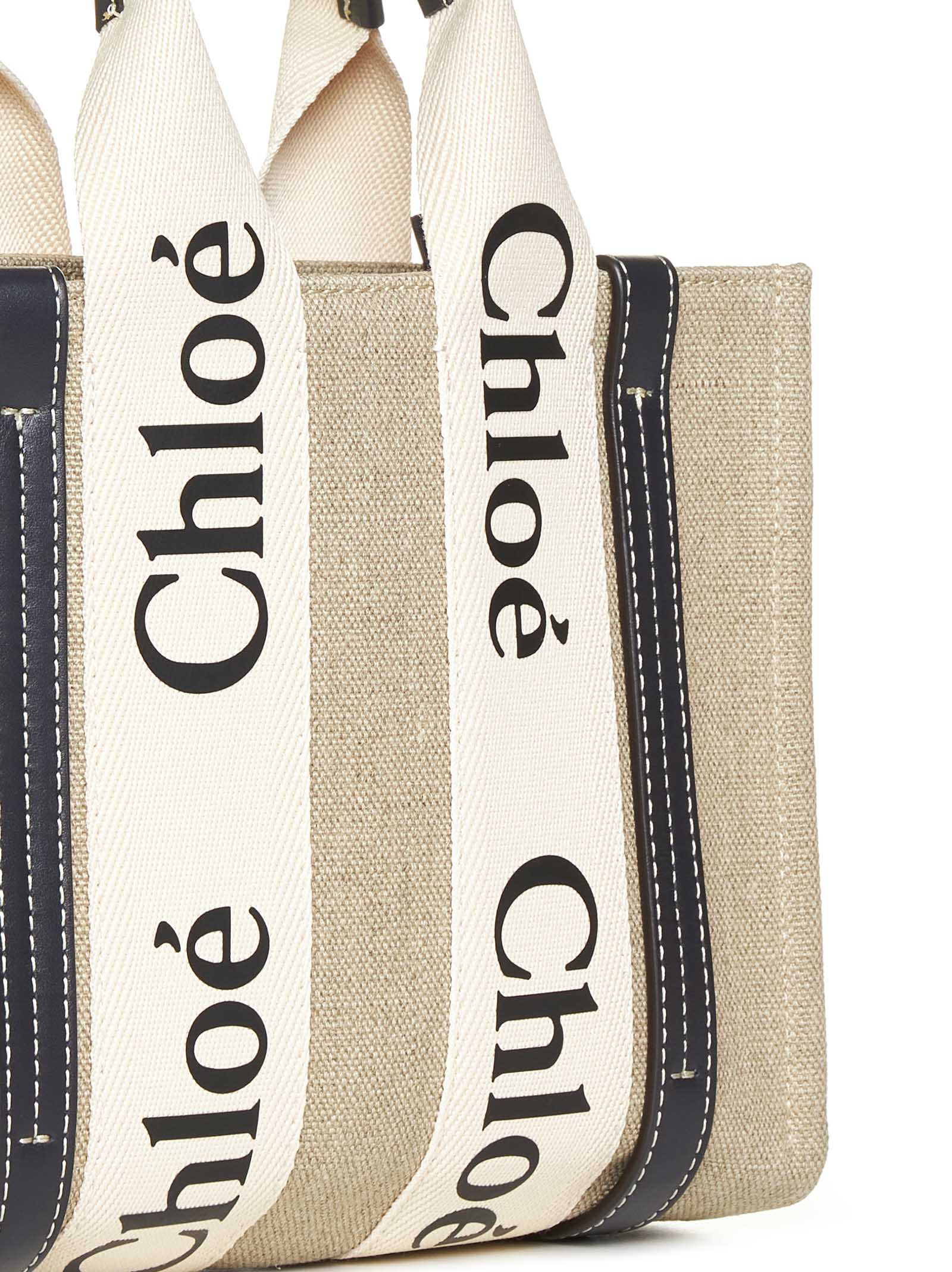 Chloé Women Small Woody Linen Tote Bag