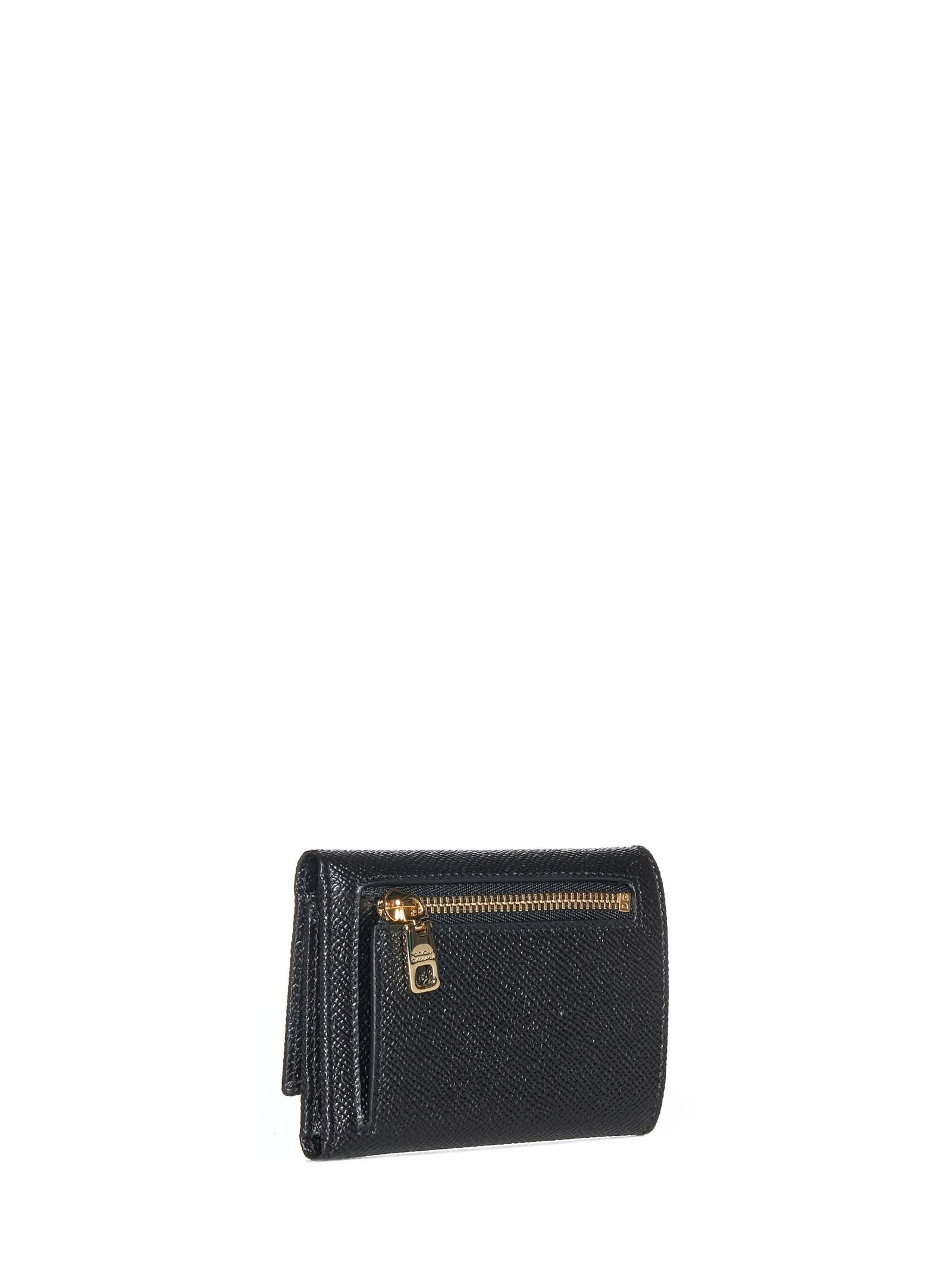 Dolce & Gabbana Women Black Dauphine Leather Wallet